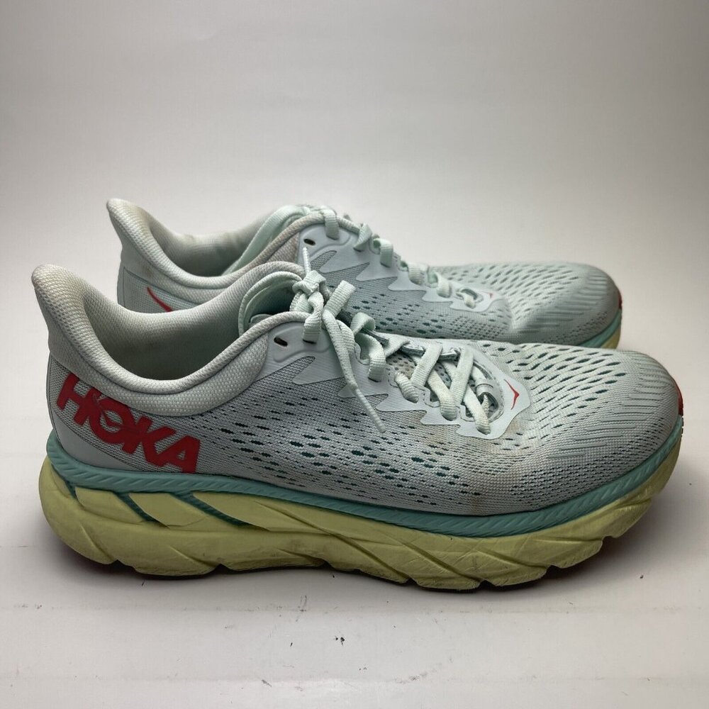 Hoka One One Women's Clifton 7 1110509 Light Green Yellow Sneaker Shoes Size 7.5